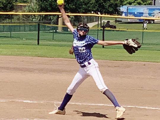 	Lynlee Pogue on the mound for the SW OK Crushers 