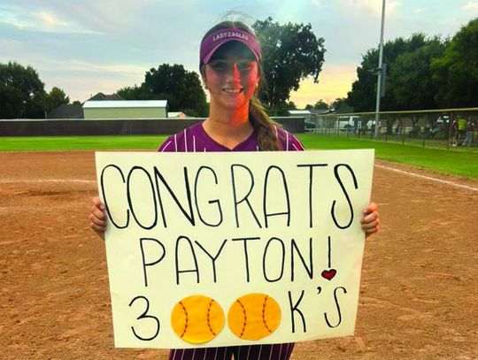 Senior, Payton Ewer hit her 300 strikeout milestone Monday!!