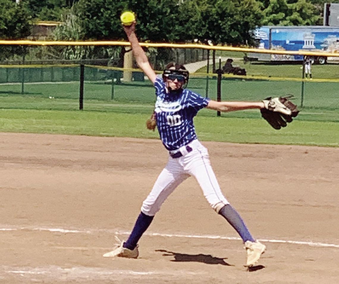 	Lynlee Pogue on the mound for the SW OK Crushers 