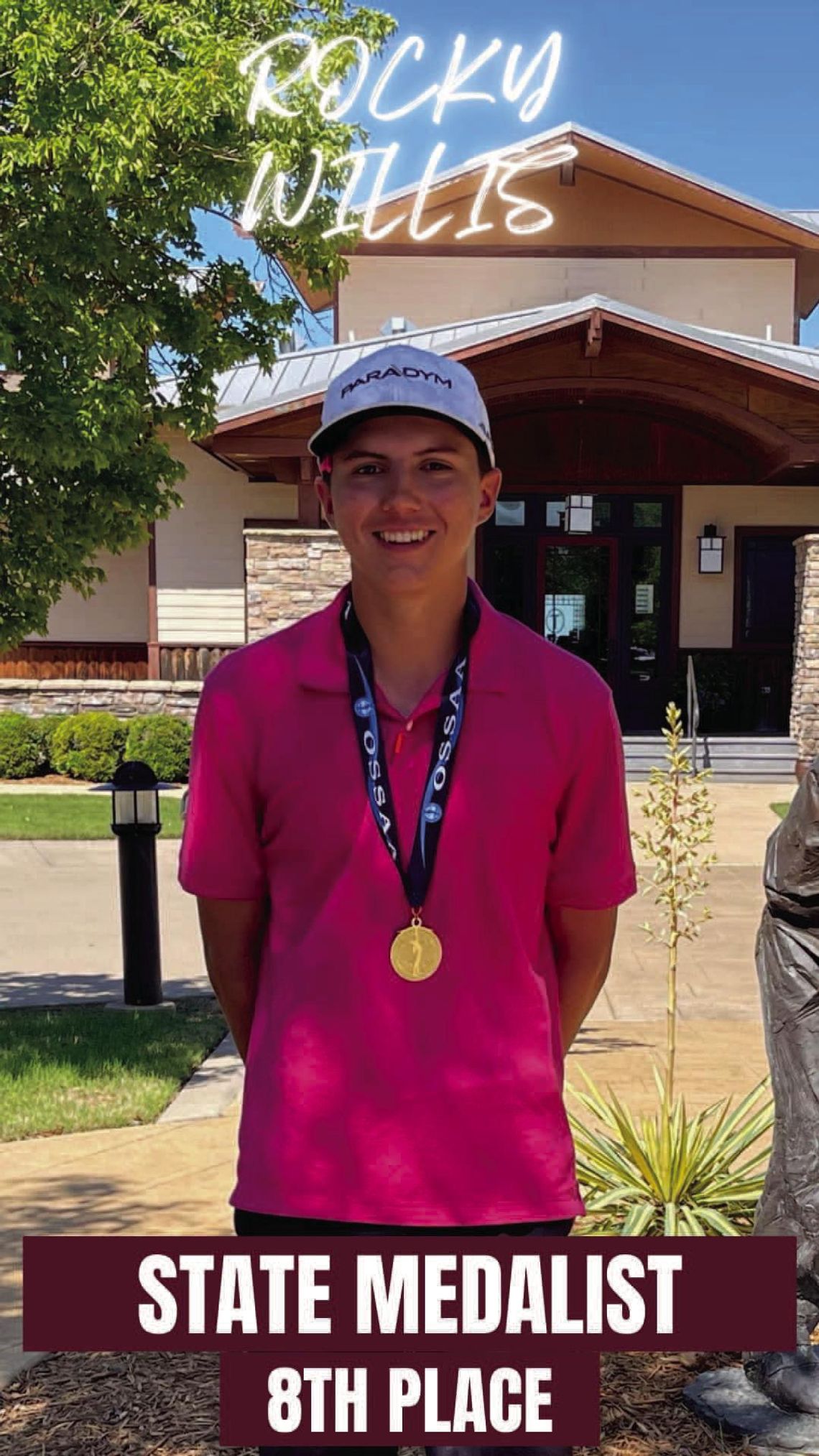 Rocky Willis received medal at Golf State Championship