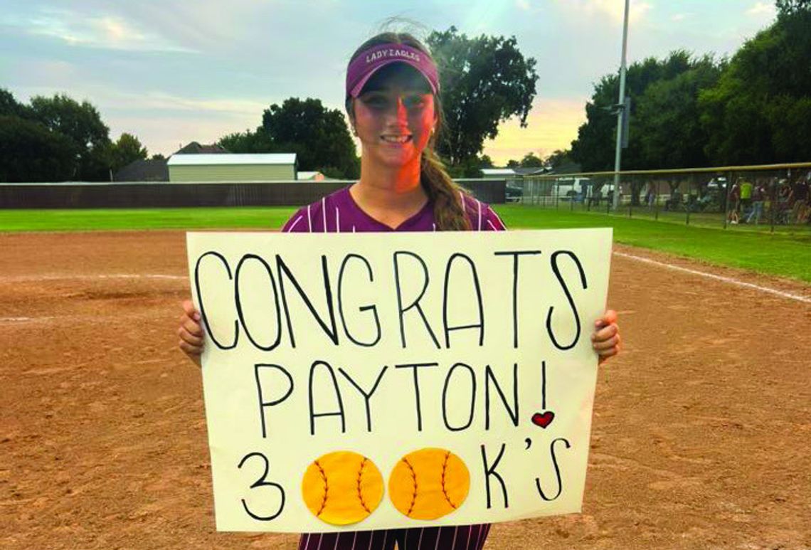 Senior, Payton Ewer hit her 300 strikeout milestone Monday!!