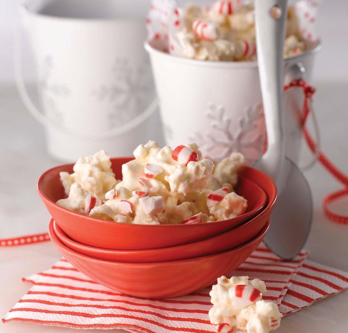 White Chocolate Peppermint Popcorn Bark