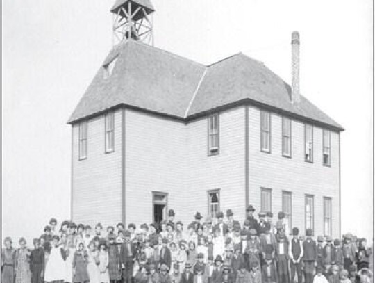 FIRST SCHOOL BUILDING...This nice frame building was one of the first permanent structures built in Sayre, according to Sayre's first Superintendent, H.V. Joseph. This building was constructed in 1902.