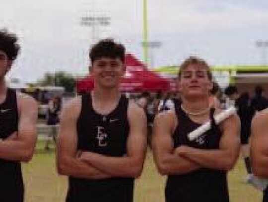 Dylan Simmons, Matthew Thompson, Cooper Patton, and Cooper Garbino continue to be contenders for a state championship after bringing home the gold medal in the 4x100 relay at Elk City’s track meet