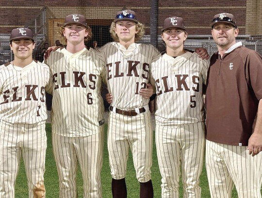 Elk City Coach Jay McClure was named as WOBCA Big School Coach of the Year. He was able to coach four of his seniors who made the team -- Aiden Hooper, Cooper Church, Kye Keyes, and Kaden Holder.