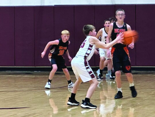 Sayre sixth grade baskteball boys also brought home a win against the Bears on Friday