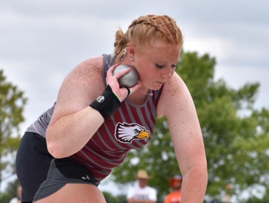 Sayre Lady Eagle Maecee Kirtley placed third in the state in the shot put